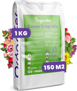 Groenbemester - Zaden Mix 10 soorten (1kg, 150m2) - Bodemverbeteraar - Bevat Onder Andere Niger, Winterrogge, Phacelia Zaad, Mosterdzaad Groenbemester, Japanse Haver - Verhoogt Organische Stofgehalte in Bodem - Verbetert Bodemstructuur - Organifer