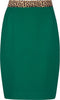 Groene kokerrok met een elastieke tailleband