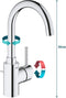 GROHE Concetto wastafelkraan L-size - Met waste - Hoge draaibare uitloop - Chroom
