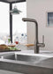 GROHE Essence New keukenkraan - Hoge uitloop - Met uittrekbare handdouche - Dual spray - Hard Graphite geborsteld (mat antraciet)