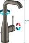 GROHE Essence New Wastafelkraan - hoge draaibare uitloop - met trekwaste - hard graphite geborsteld (mat antraciet)- Waterbesparend