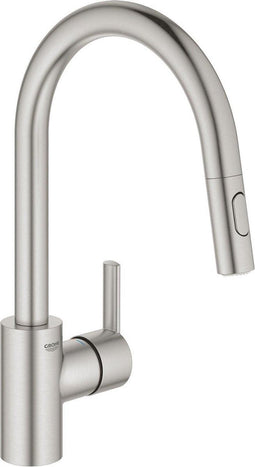 GROHE QuickFix Feel 1-gats keukenkraan met hoge uitloop met uittrekbare dual spray supersteel