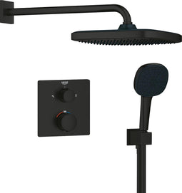 GROHE QuickFix Precision inbouw douchesysteem - Vierkant opbouwdeel - Matte Black