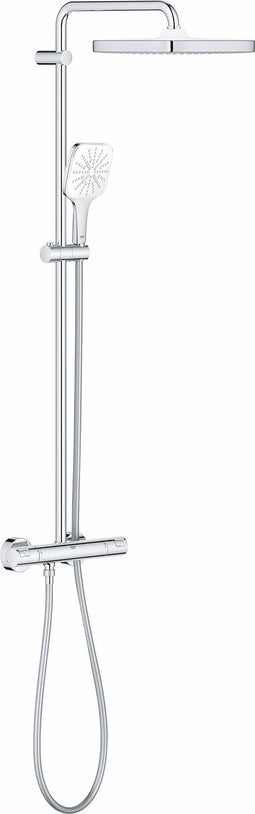 GROHE QuickFix Vitalio Start 250 Regendouche - ø 25 cm - Vierkant - Met thermostaatkraan - Chroom - EcoJoy handdouche