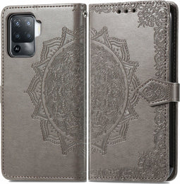 iMoshion Hoesje Geschikt voor Oppo A94 (5G) Hoesje Met Pasjeshouder - iMoshion Mandala Bookcase - Grijs