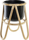 Grondlegger DKD Home Decor Natuurlijk Zwart Metaal Koloniaal Bamboe (26 x 26 x 40 cm)
