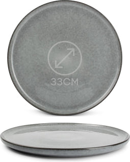 Groot Grijs Pizzabord Relic II - Ø 33 cm - 1 Stuk - Stoneware - Grey - Servies