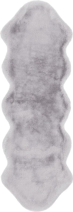 Groot taping grijs front voor de woonkamer van Kunstbont zacht pluizig taping imitatiebont pluizig zacht shaggy, bonttapijt (imitatie) kleur: grijs, afmeting: 60 x 180 cm schapenvacht