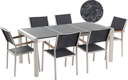 GROSSETO - Tuinset voor 6 - Grijs/Zwart - Graniet