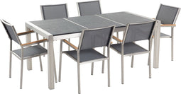 GROSSETO - Tuinset voor 6 Stoelen - Grijs - Graniet
