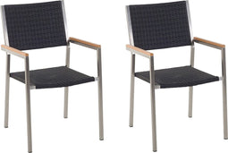 GROSSETO - Tuinstoel set van 2 - Zwart/Rotan - PE rotan
