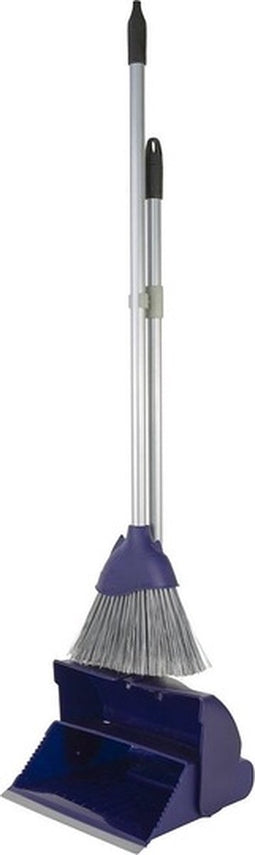 Grote kunststof stoffer en blik sluitend model met lange stelen 80 cm - Schoonmaak artikelen - Bezem/veger met lange steel