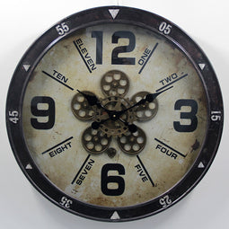 Grote Wandklok Sieger - Klok zwart - Wandklok industrieel 68 cm