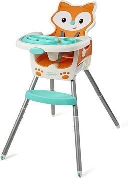 Grow-With-Me 4-in-1 kinderstoel, aanpasbare, ruimtebesparende babystoel, booster en peuterstoel, met herbruikbare onderzetter en vaatwasmachinebestendig dienblad, in vos-design