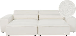 HELLNAR - Hoekbank 2-zits met ottomaan - Wit - Links - Bouclé