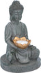Grundig Boeddha Beeld met Solarlamp - Buddha Tuinbeeld - LED - Aan- en Uitknop - Brandduur 6-8 Uur - 17x16x27cm