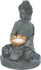 Grundig Boeddha Beeld met Solarlamp - Buddha Tuinbeeld - LED - Aan- en Uitknop - Brandduur 6-8 Uur - 17x16x27cm