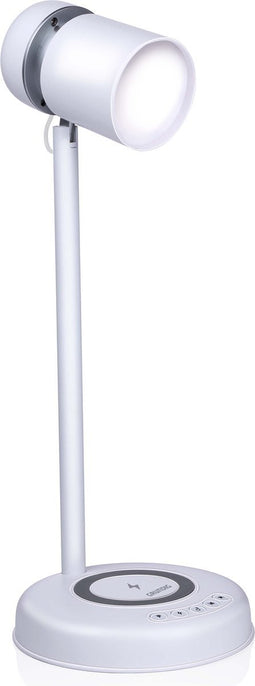 Grundig Bureaulamp Led 3-in-1 - Qi Technologie - Draadloze Telefoonoplader - Bluetooth Speaker - 4 Standen - Wit