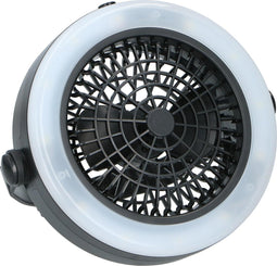 Grundig Camping Lamp en Ventilator - 2-in-1 - Staan of Hangen - 3x AA (Exclusief) - Weatherproof - 360 Graden Draaibaar - Warm Wit Licht