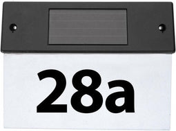 Grundig Huisnummerbord met Ledverlichting - Werkt op Zonneenergie - Wandbevestiging - Incl. Schroeven - Zwart/Transparant