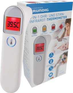 Grundig Infrarood Thermometer - Koortsthermometer Digitaal - Laser Thermometer Zonder Aanraken - Infraroodthermometers voor Mens, Dier en Objecten - Infrarood warmtemeter - Pyrometer met Kleurcodering