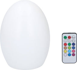 Grundig LED Tafellamp Ei-Vorm - RGB Lamp - Tafellamp op Batterijen - met Afstandsbediening - Verschillende Licht Kleuren en Modus - Timerfunctie 4 tot 8 Uur - Kunststof - Wit