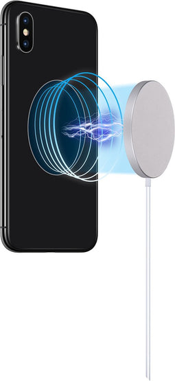 Grundig Magnetische Qi Oplader - 15W - Incl. USB-C Kabel 1 Meter - Beschermt tegen Overstroom - Compact Ontwerp - Zilver
