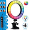 Grundig Ringlicht met Clip - Selfielicht RGB en Wit Licht - ⌀16 CM - Flexibele Nek - 48 LEDS