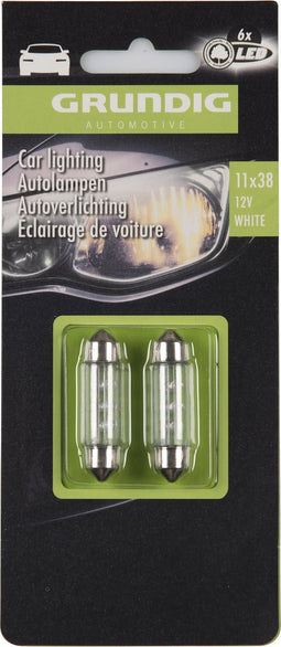 Grundig Set van 2 Autolampen - 6x LED - 12 Volt - 11 x 38 - Wit