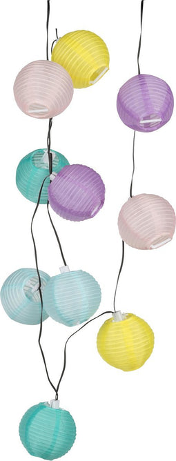 Grundig Solar Lampionnenslinger - 240 CM 10 LEDS - Met Zonnepaneel - IP44 - Geel/Blauw/Paars