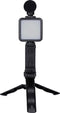 Grundig Telefoon Statief met Lamp - Telefoon Tripod met Microfoon - LED's met 3 Kleurinstellingen - Telefoons 53 tot 84MM - Tafelmodel en Selfiestick - Kunststof - Zwart