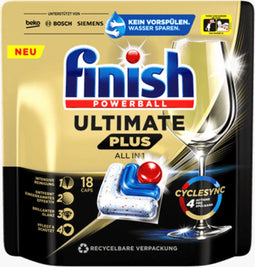 Finish Ultimate+ - Vaatwastabletten - Diepe reiniging en briljante glans (18 tabs)