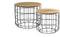 LIFA LIVING Bijzettafel Set - 2 Ronde Tafels - Metaal & Hout - Zwart - 50Φ x 40 cm & 40Φ x 36 cm (2 stuks)
