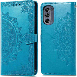 iMoshion Hoesje Geschikt voor Motorola Moto G62 Hoesje Met Pasjeshouder - iMoshion Mandala Bookcase - Turquoise