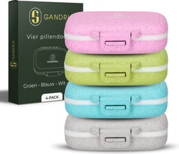 Gandria Pillendoosjes Set van 4 - Medicijndoos 12 Compartimenten - Bio-Graanvezel Waterbestendig (set van 4)