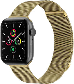 imoshion Milanees magnetisch bandje - Geschikt voor Apple Watch 1, 2, 3, 4, 5, 6, 7, 8, 9, 10 (42 mm), SE - 38/40/41 mm - Goud - M