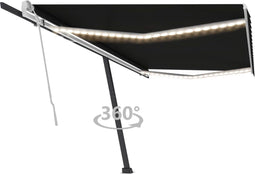vidaXL - Luifel - handmatig - uittrekbaar - met - LED - 500x350 - cm - antracietkleur
