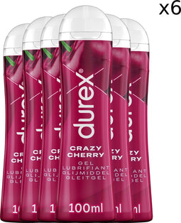 Durex Glijmiddel Crazy Cherry - Kers - waterbasis - 100ML x6 - 6 Stuks