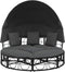 vidaXL - Loungebed - met - luifel - en - kussens - poly - rattan - zwart