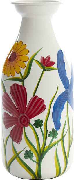 Light&living Vaas deco Ø15x36 cm EKIMULI wit+bloemen