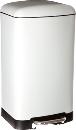 5Five Vuilnisemmer Metaal – Wit - 30l – geruisloos sluiten – brede voetpedaal