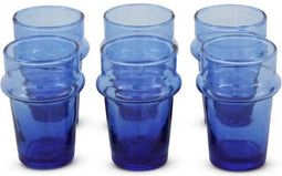 Safaary - Marokkaanse Theeglas Blauw Beldi (Set van 6)-Ø 5 x 8cm