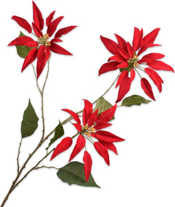 Silk-ka Kunstbloem-Zijde Bloem Poinsettia Tak Rood 82 cm