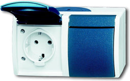 Busch-Jaeger 20/2 EW-53 Ocean (opbouw) Wandcontactdoos dubbel spatwaterdicht Blauw, Groen