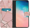 iMoshion Hoesje Geschikt voor Samsung Galaxy S10 Hoesje Met Pasjeshouder - iMoshion Design Softcase Bookcase - Goud / Roze / Pink Graphic