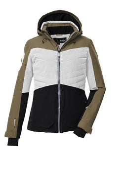 Killtec KSW 30 - Ski Jas Dames - Waterdicht 10000 mm Ademend 3000 g/m²/24h - Wit/Taupe/Zwart S