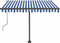 vidaXL - Luifel - handmatig - uittrekbaar - met - LED - 350x250 - cm - blauw - en - wit