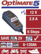 Tecmate Optimate 5 - Acculader 12V 0,8A - Volautomatisch - IP54