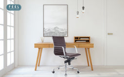 Feel Furniture - Luxe Executive bureaustoel van 100% rundleer - Lage rugleuning - Donker bruin