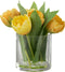 J-Line tulpen In Vaas Rond - kunststof/glas - geel - small
